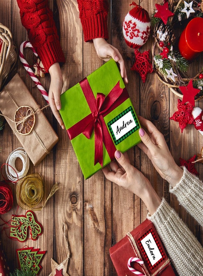 Whaline 240Pcs Christmas Name Tag Stickers Buffalo Plaid Gift Labels 3 Colors Xmas Paper Gift Tag Sticker Self-Adhesive for Winter Holiday Birthday Wrap Decor, 2 x 3 in - Image 4